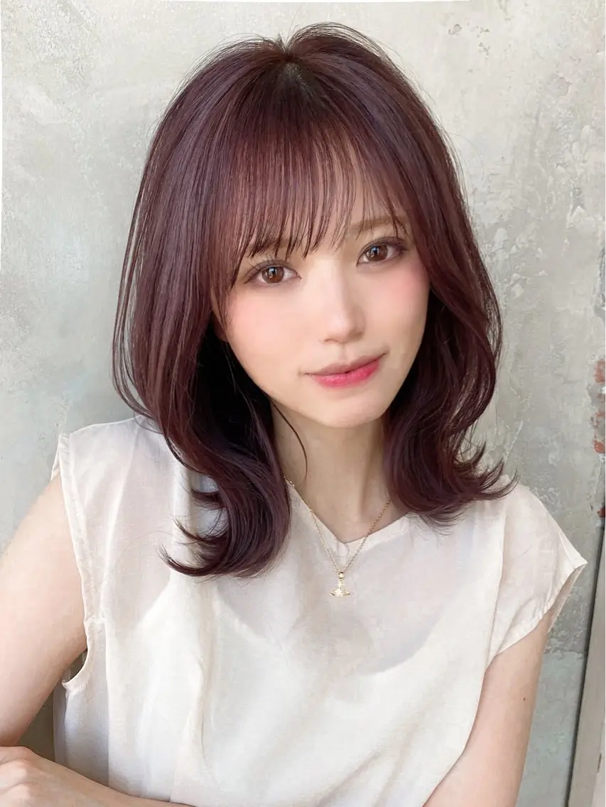 ミディアム カラー ベージュカラー ブラウンカラー グレージュ 韓国風ヘア レイヤーカット カット ヘアカラー トリートメント 山﨑 翼のヘアスタイル