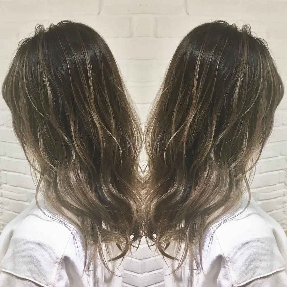 ロング カラー バレイヤージュ グラデーションカラー グレージュ レイヤーカット レイヤー/大人メンズ パーマ🌀 平島拓也のヘアスタイル