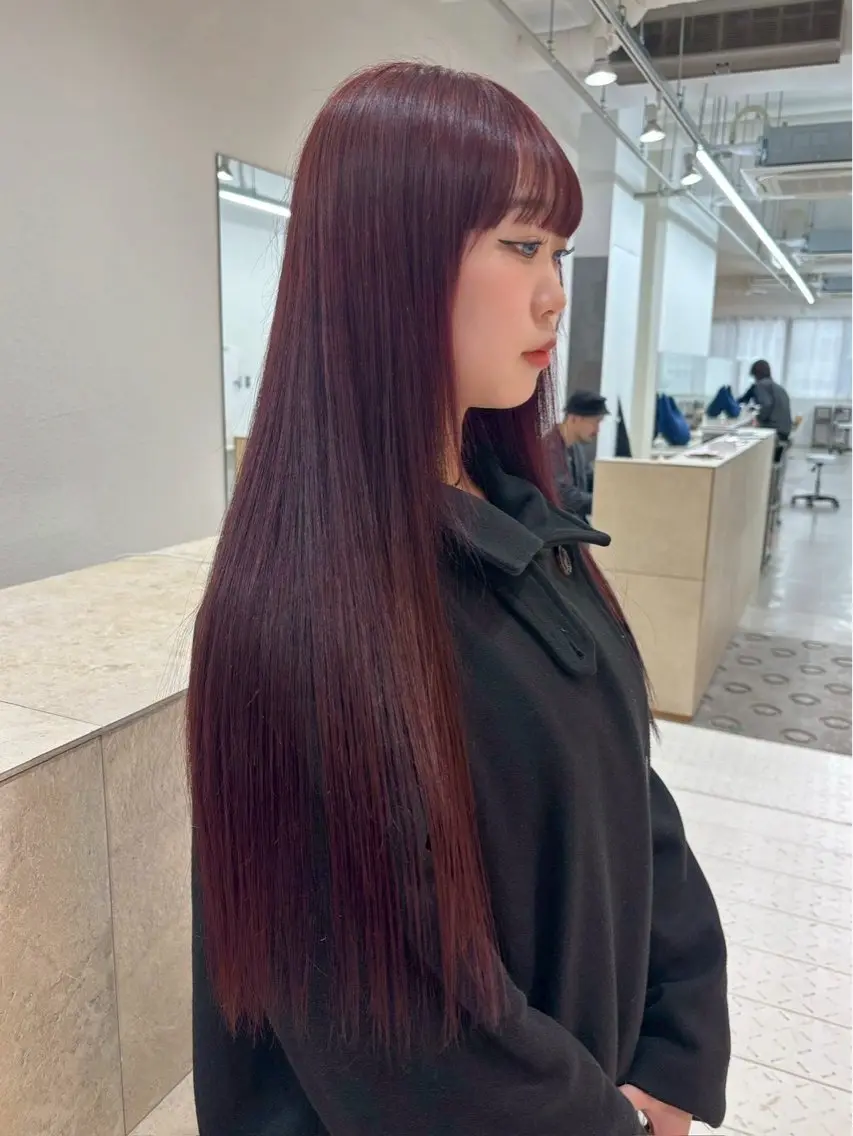【2回目以降の方はコチラ💁🏻♀️】 ブリーチなしカラー+艶トリートメント✨/ブラウンピンク/カシスレッド/の写真