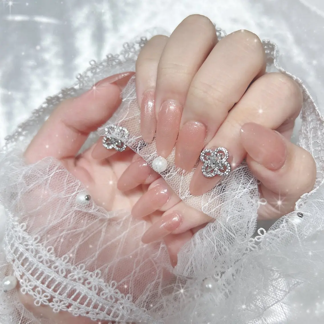 ネイル ロングネイル ピンク Best Nail Yu🎀🫧のネイルデザイン