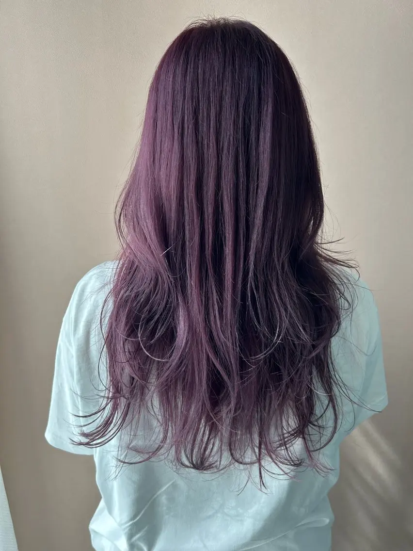 ロング カラー ブリーチ ラベンダーカラー ピンクカラー ピンクラベンダー カット ヘアカラー トリートメント hubhair レイヤー/透明感のヘアスタイル