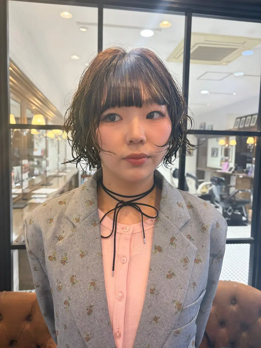 パーマ ボブ&寒色🎐ᩚ 短髪 COCOROのヘアスタイル