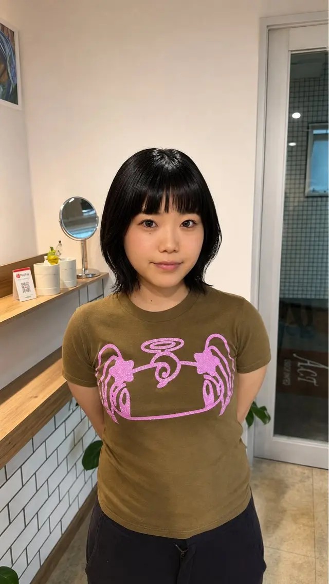 ショート カラー ボブレイヤー ブラウンカラー ダークブラウン ボブ くびれヘア カット ヘアカラー トリートメント 韓国ヘア/レイヤー/ 透明感カラー/Rinのヘアスタイル