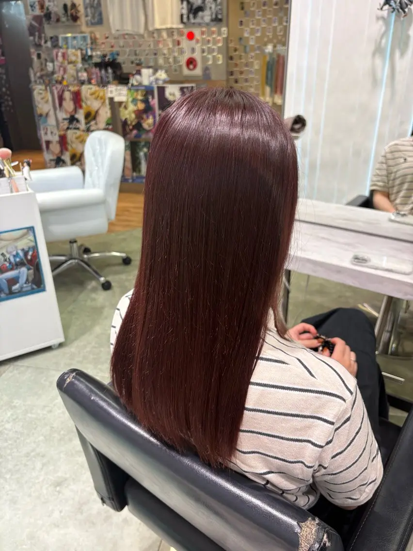 ロング カラー ブリーチ ボルドーカラー ブラウンカラー 透明感カラー ラベンダーカラー 推しカラー/ ミクのヘアスタイル