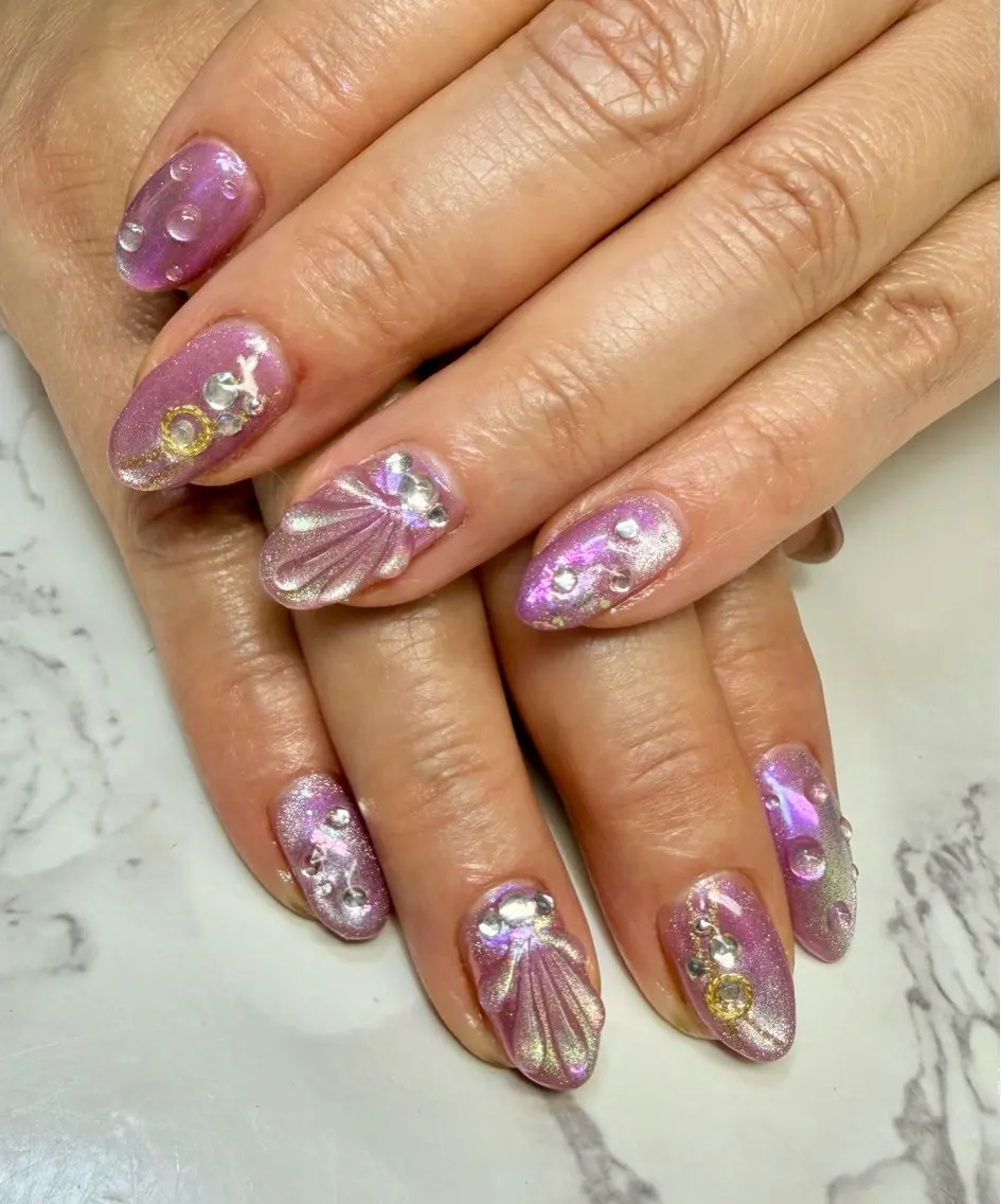 ネイル アニマル柄 アートネイル チークネイル フラッシュネイル フラッシュマグ Mai’s nailのネイルデザイン