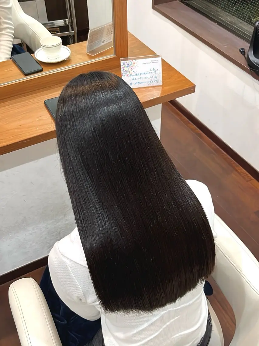 セミロング 縮毛矯正 カット 縮毛矯正 今在家 玲【艶髪スト レート/メンズ】のヘアスタイル