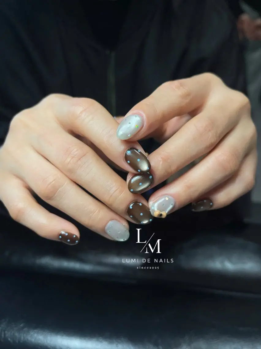 ネイル グラデーション ラメ(グリッター) マグネットネイル ミラーネイル ニュアンスネイル ハンドネイル Lumi de nailsのネイルデザイン