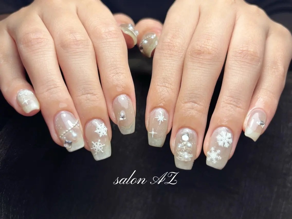ネイル 冬ネイル クリスマス ハンドネイル salon AZのネイルデザイン