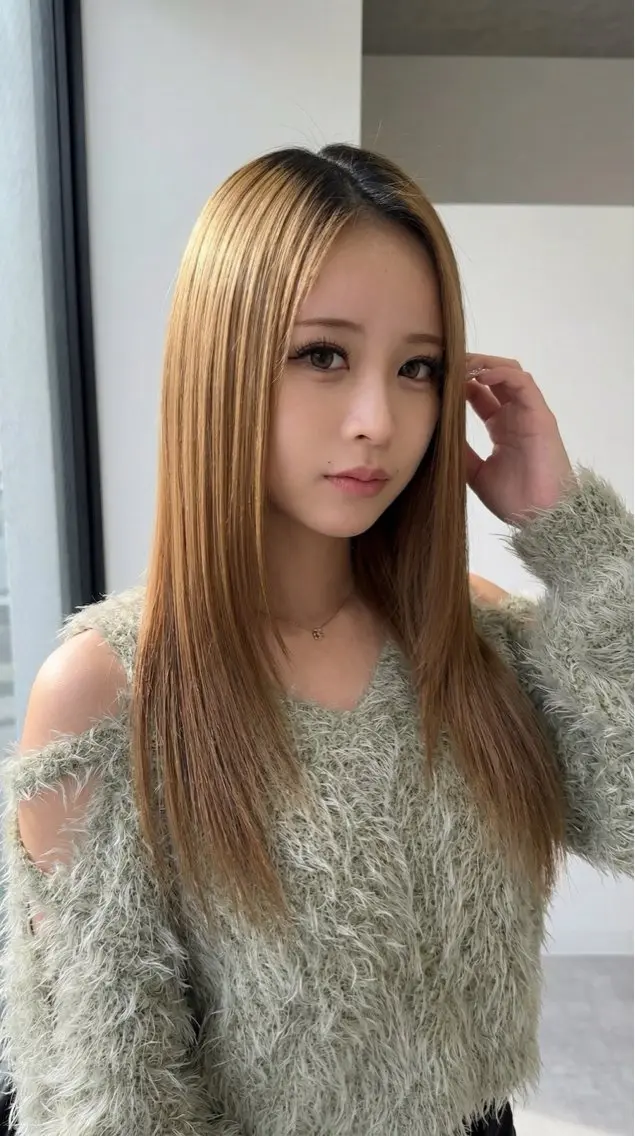 ロング パーマ カット 縮毛矯正 トリートメント 髪質改善/縮毛矯正 /レイヤーカット岡部のヘアスタイル