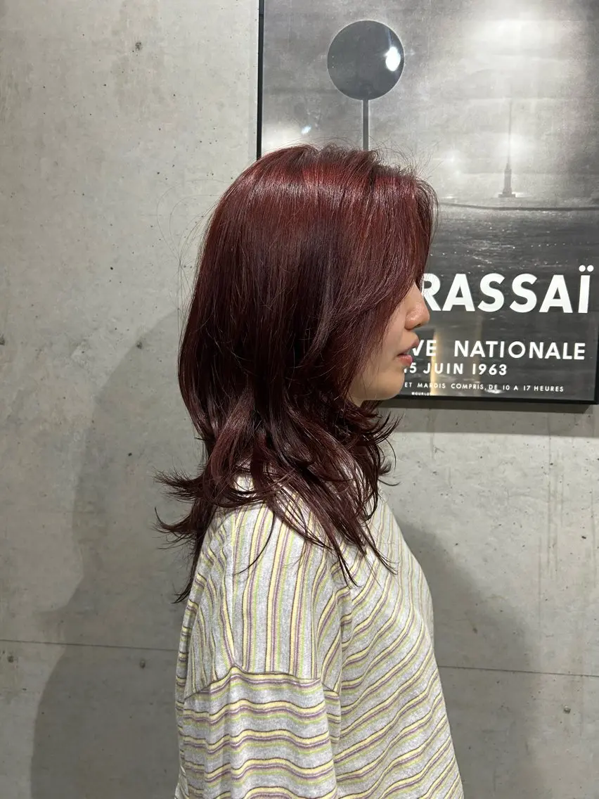 セミロング カラー ブリーチ ダブルカラー ブリーチなしカラー ヘアカラー 鈴木 よつはのヘアスタイル
