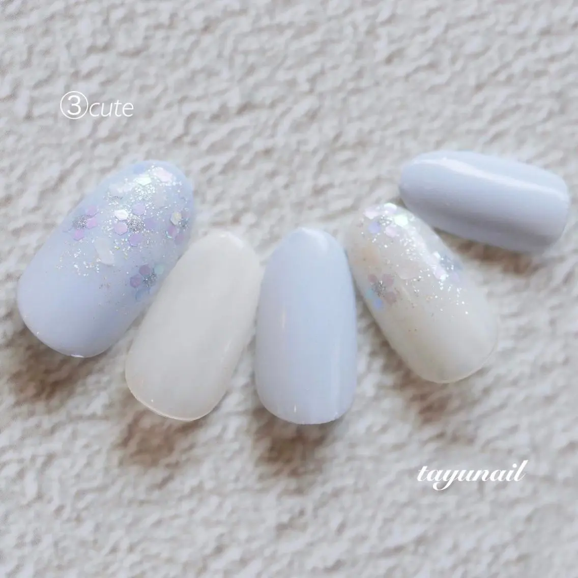 ネイル アートネイル ブルー ジェルネイル ホログラムネイル ワンカラーネイル ネイルサロン 【たゆnail】のネイルデザイン
