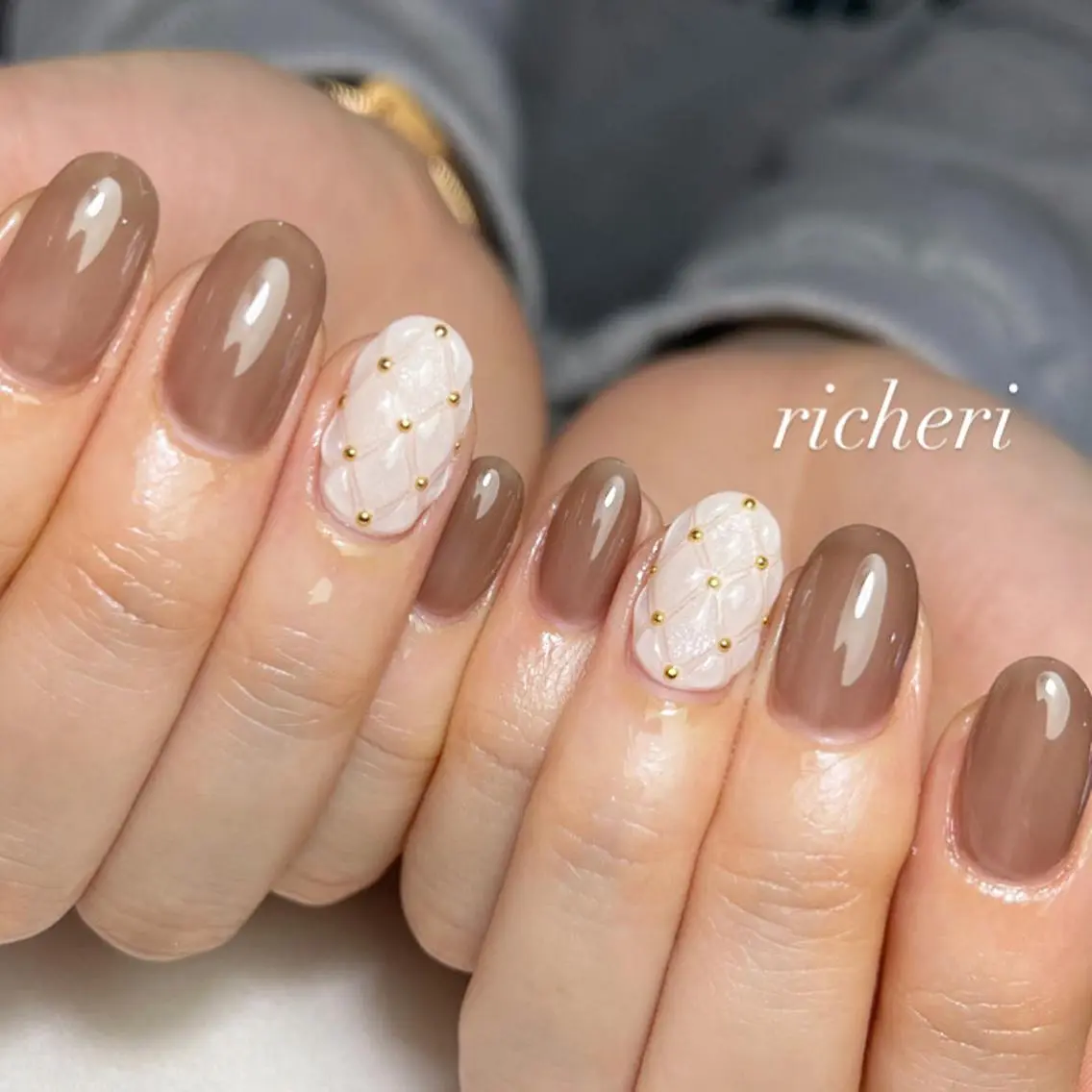 ミディアム ネイル ハンドネイル richeri beautyのネイルデザイン