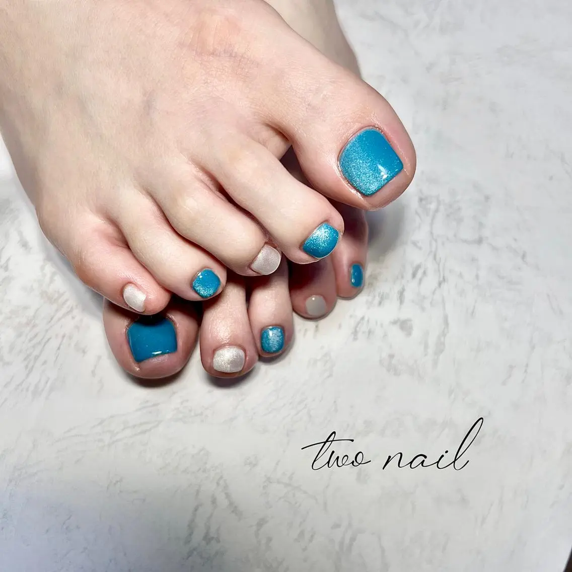 ネイル アートネイル フットネイル ハート マグネットネイル ニュアンスネイル フットネイル two nailのネイルデザイン