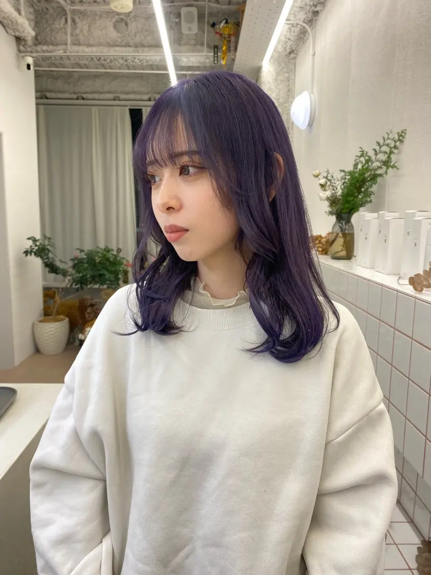 ミディアム カラー アッシュ ブリーチ ラベンダーカラー ラベンダーアッシュ カット ヘアカラー トリートメント NIKO/名古屋/ 髪質改善/艶髪のヘアスタイル