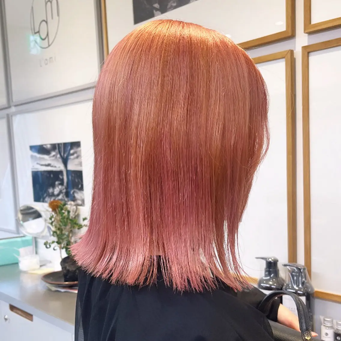 ミディアム カラー オレンジ ピンクカラー カット ヘアカラー トリートメント ヘッドスパ ヘアセット カジュアルを女っぽく 𝗮𝘆𝗮𝗰𝗼のヘアスタイル