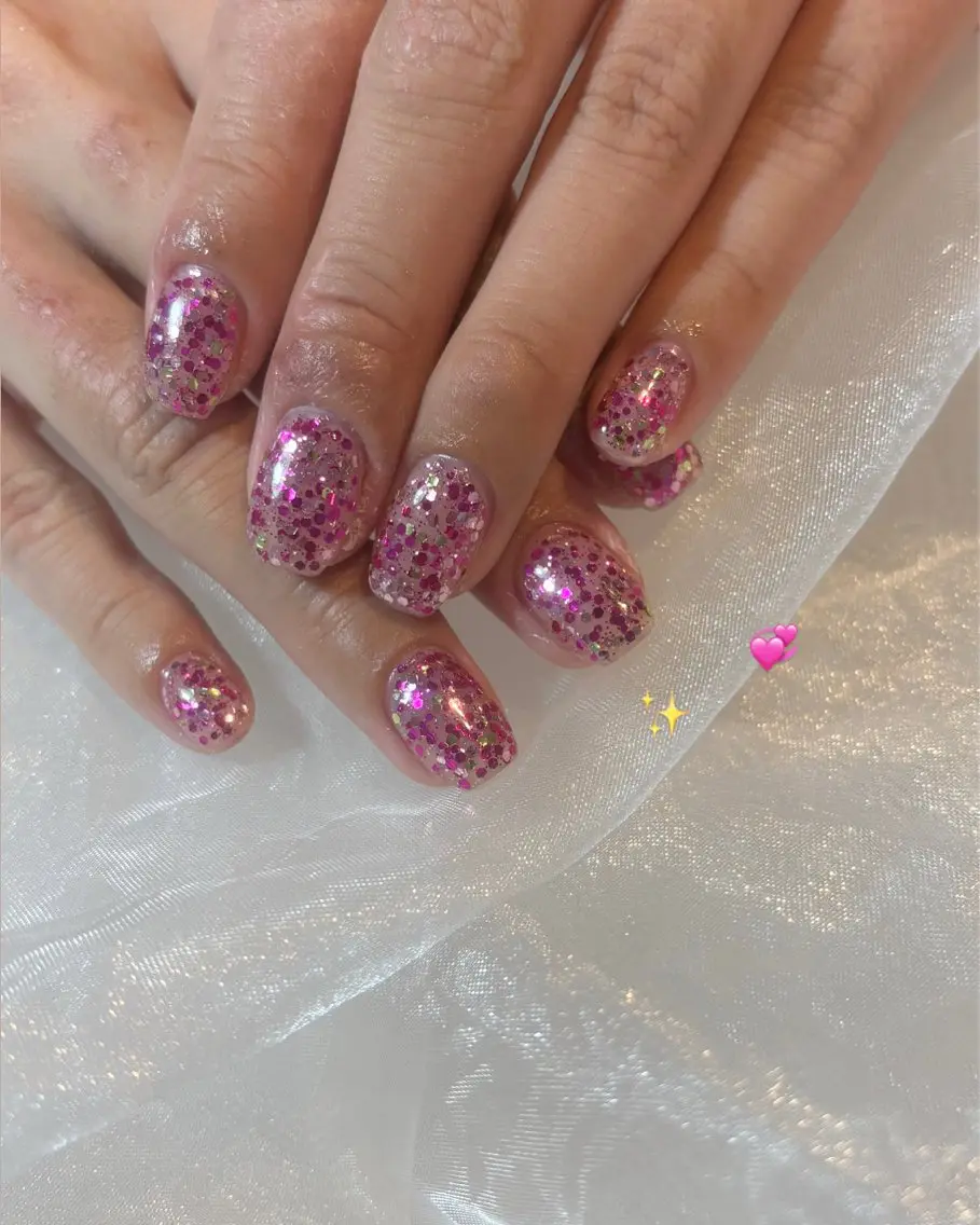 ネイル ラメ(グリッター) ピンク ハンドネイル Hanana Nail Hanaのネイルデザイン