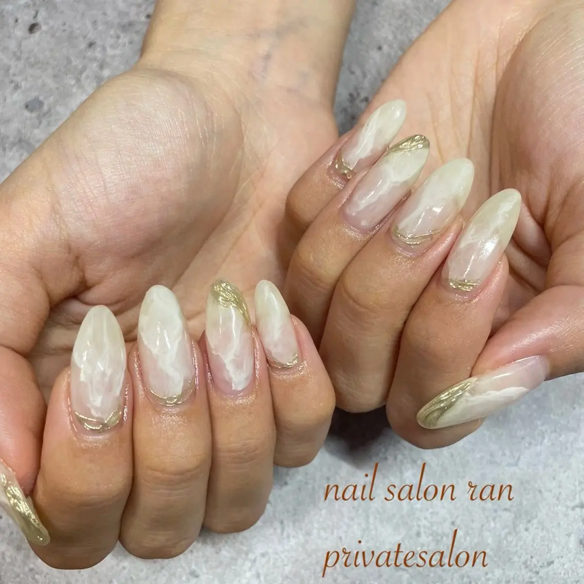 ネイル アートネイル 大理石ネイル(マーブル) ミラーネイル ハンドネイル ハンドケア nailsalon ranのネイルデザイン