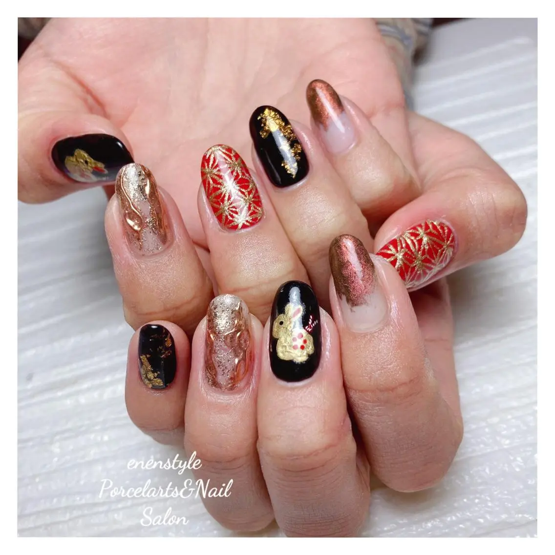 ミディアム ネイル 🐾enen style 🐾のネイルデザイン