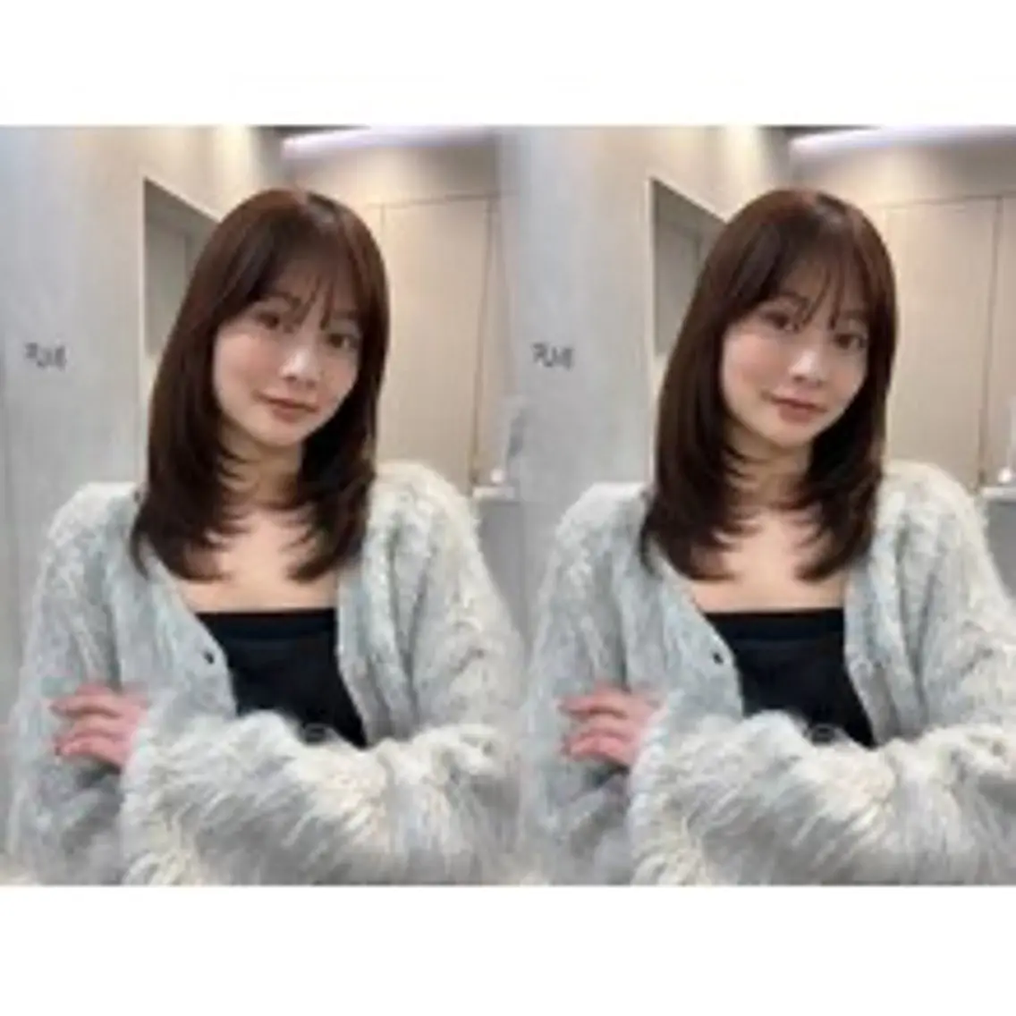 セミロング カット ヘアカラー MOE レイヤー/新宿三丁目のヘアスタイル