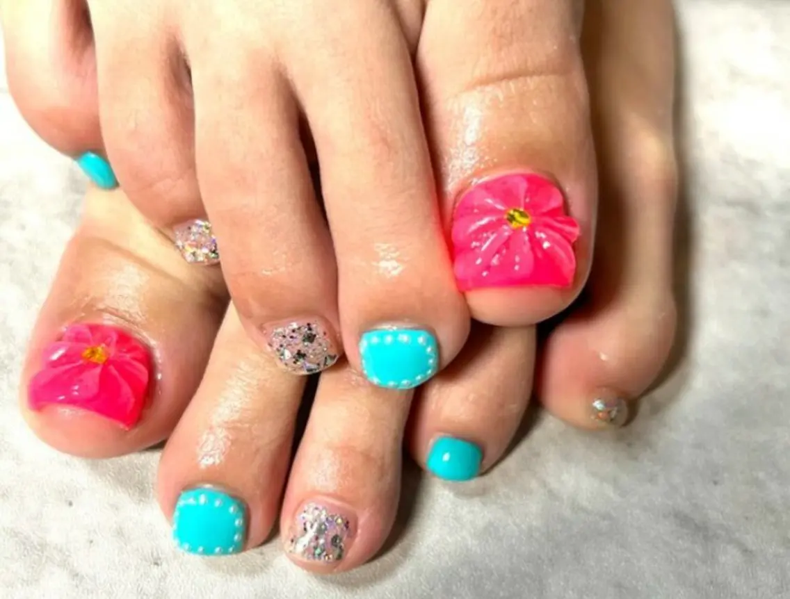 ネイル ピンク シンプルネイル フットネイル JULIE NAILのネイルデザイン