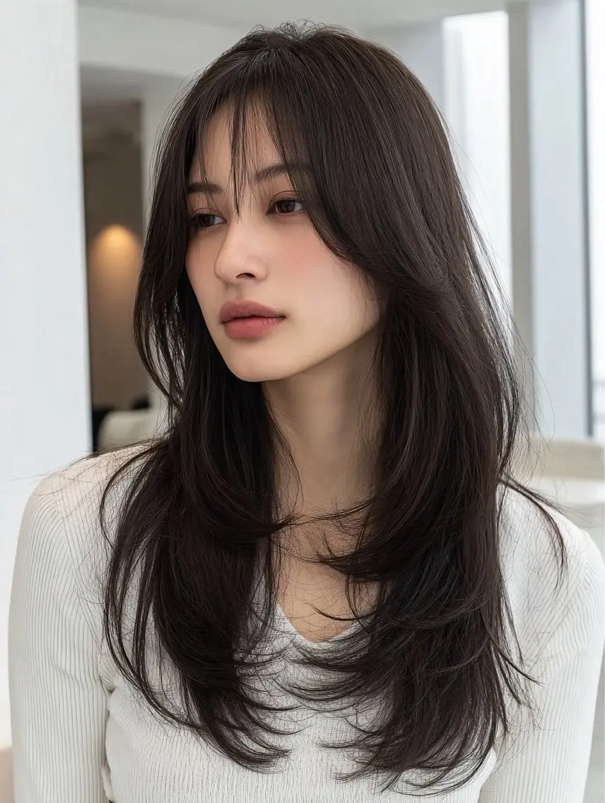 ロング 縮毛矯正 絶対綺麗な暖色カラー 🎯あります✨増渕✨のヘアスタイル