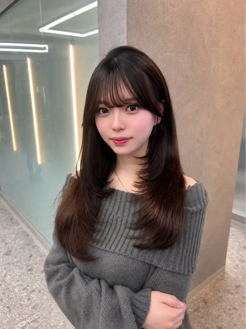 ミディアム カラー ヘアアレンジ 韓国風ヘア レイヤーカット ワンホンヘア🖤 /miyuのヘアスタイル