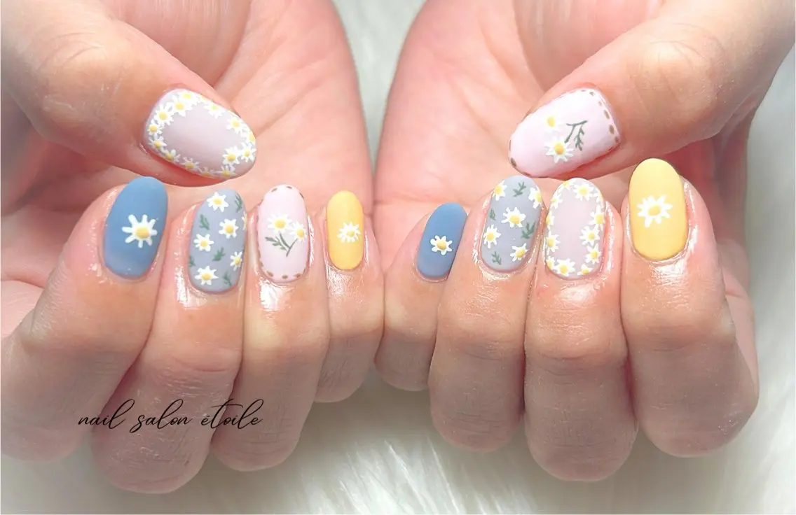 ネイル フラワーネイル マットネイル 持ち込み ハンドネイル nail salon étoileのネイルデザイン