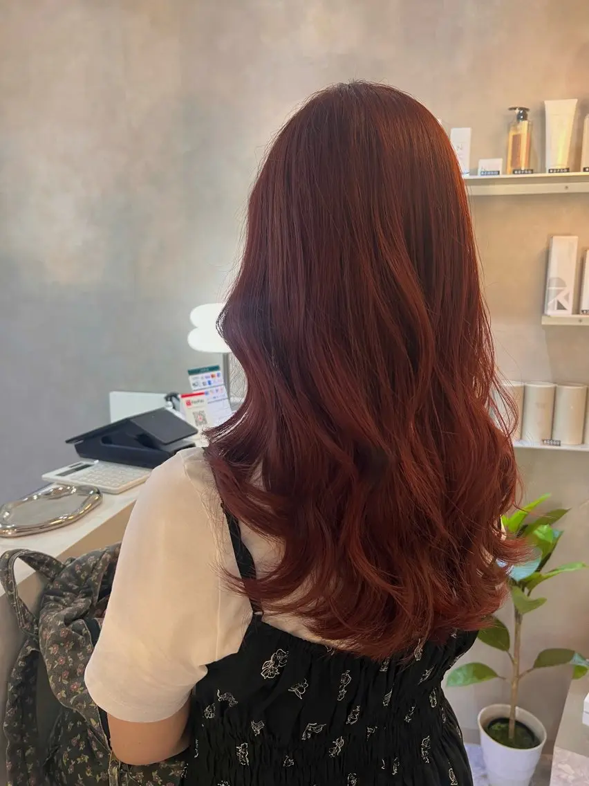 ロング カラー ブラウンカラー レッドカラー レッドブラウン カット ヘアカラー トリートメント KANA🌿透明感/ レイヤーcut🌿のヘアスタイル
