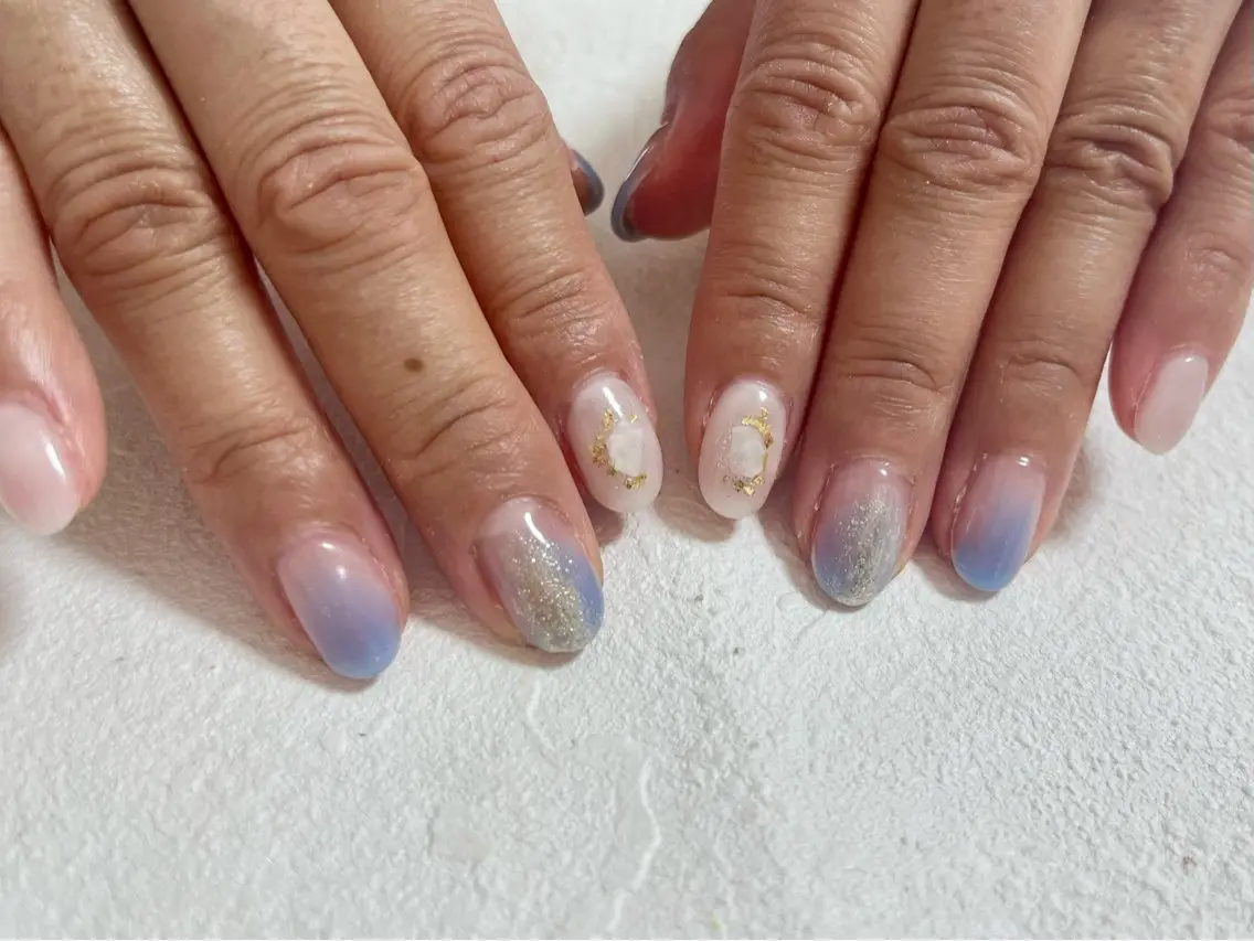 ネイル オーロラネイル フラワーネイル フットネイル フレンチネイル ジェルネイル ハンドネイル kiki nail たまプラーザのネイルデザイン