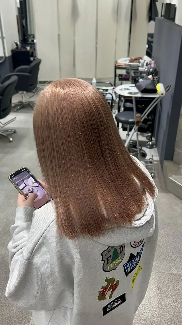 カラー ベージュカラー ピンクカラー ピンクベージュ ヘアカラー トリートメント YUDAIブリーチ• カラー/心斎橋•難波のヘアスタイル