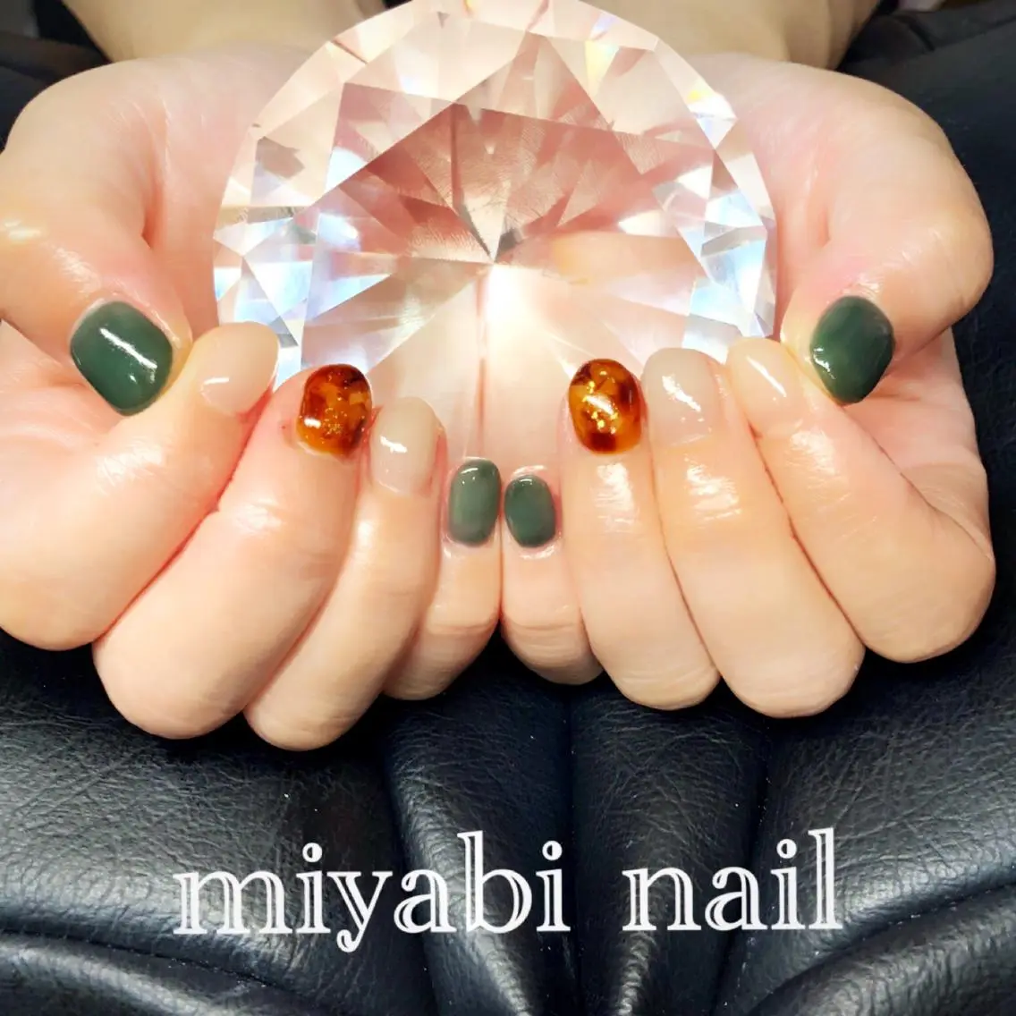 ネイル アートネイル べっ甲ネイル 持ち込み ショートネイル ハンドネイル miyabi nail 桂川駅近くのネイルデザイン