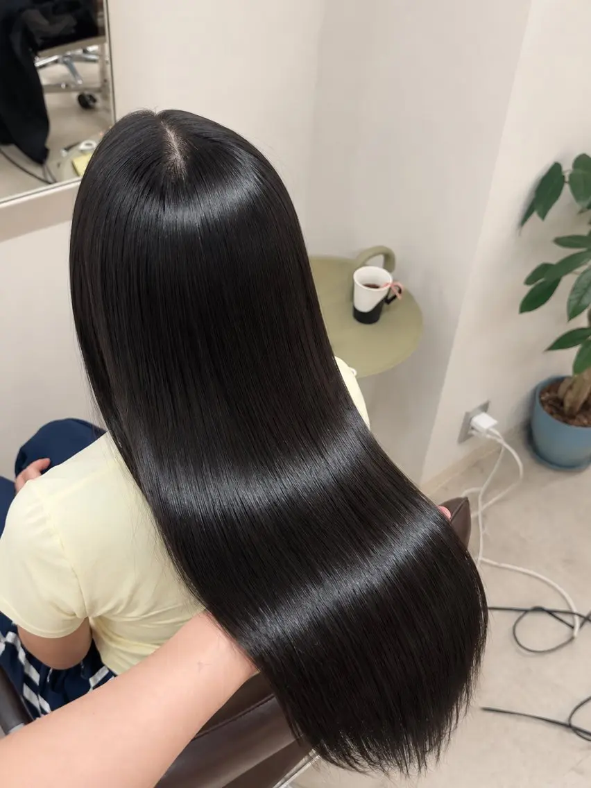 ロング カット 縮毛矯正 トリートメント ヘッドスパ 盛れる艶カラー× レイヤーカット/咲来のヘアスタイル