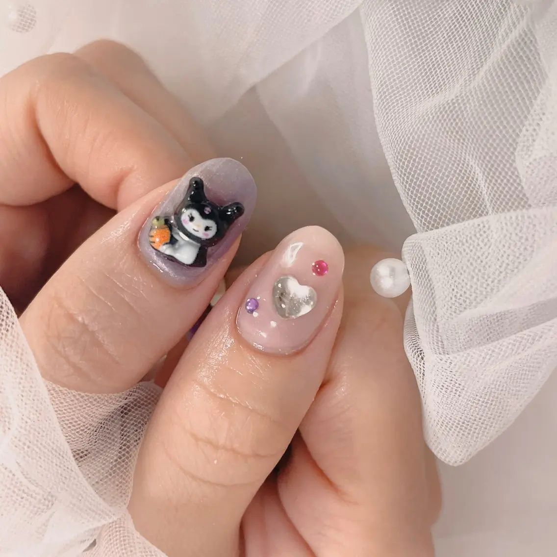 ネイル ハート シンプルネイル ストーンネイル ネイルサロン なっちゃん(古千谷)のネイルデザイン