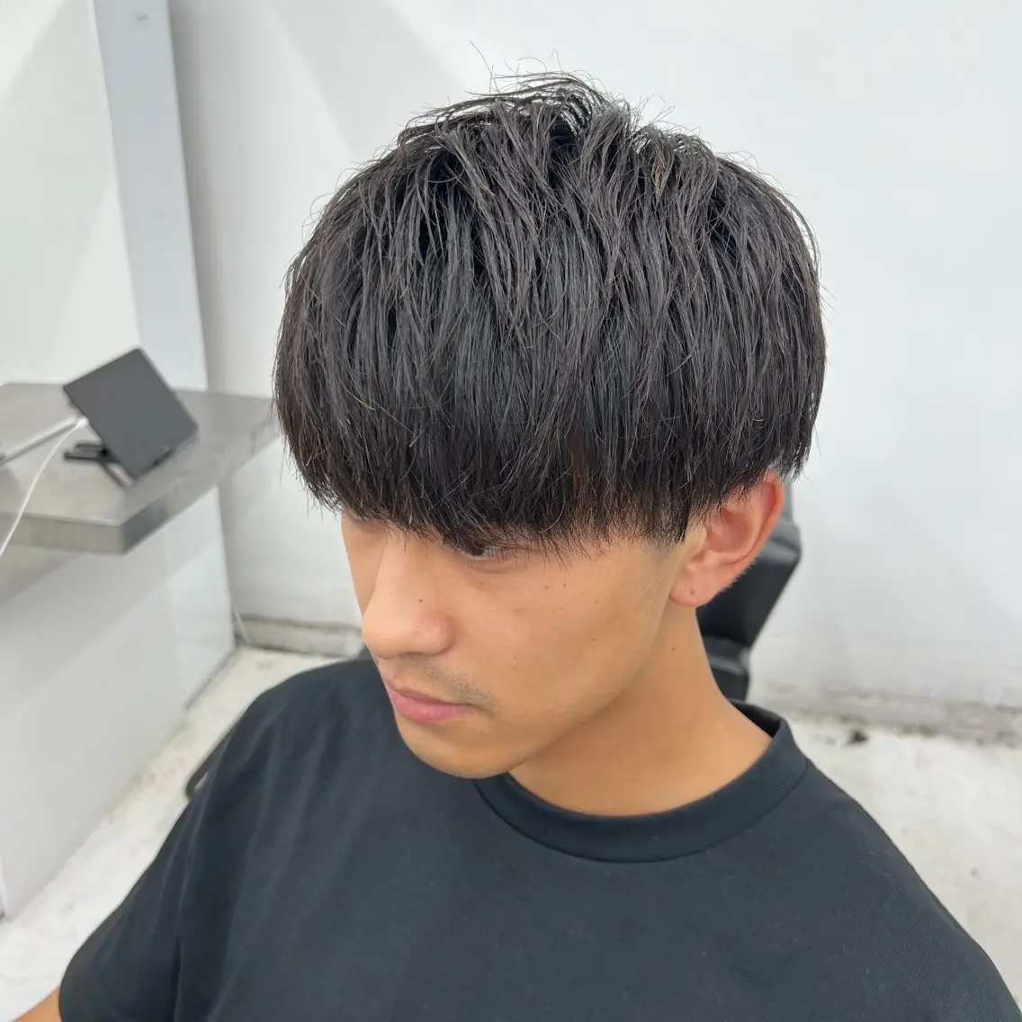 メンズ カット レイヤーボブパーマ 暖色カラーayuのヘアスタイル