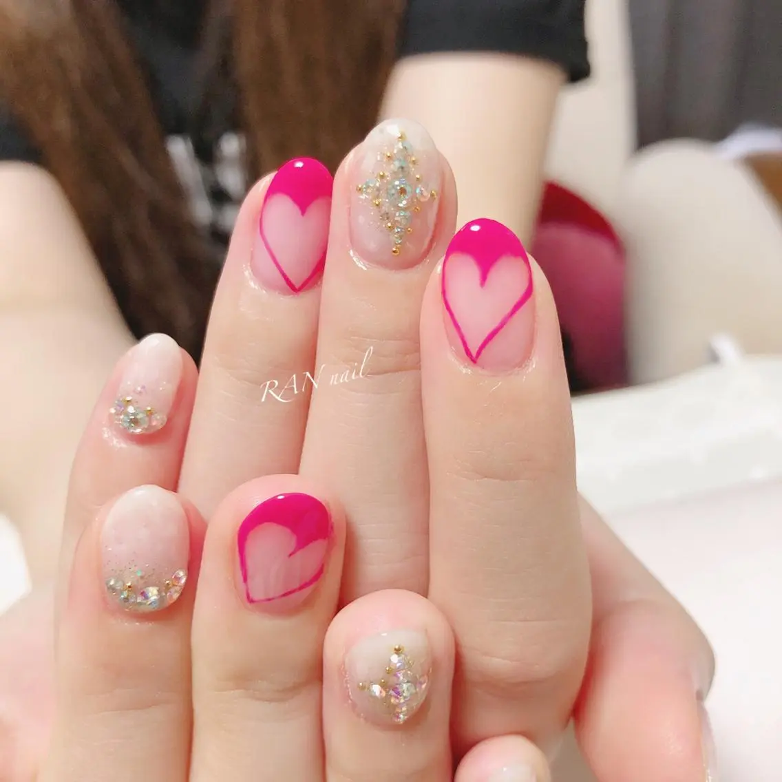 ネイル フットネイル フレンチネイル ジェルネイル ハート キラキラネイル ハンドネイル フットネイル RAN nailのネイルデザイン