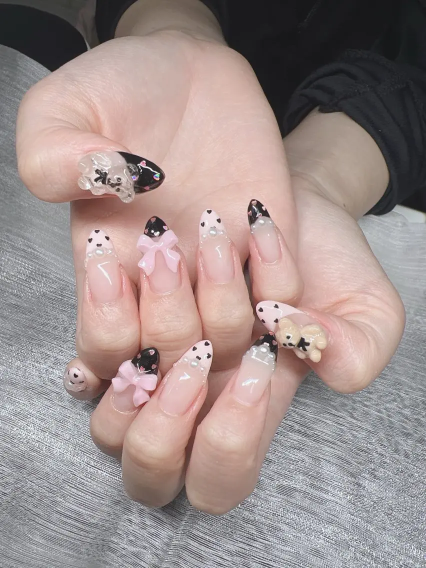 ネイル 長さ出し グラデーション キラキラネイル マグネットネイル ニュアンスネイル Lee Nails チップ長さだし専門店のネイルデザイン