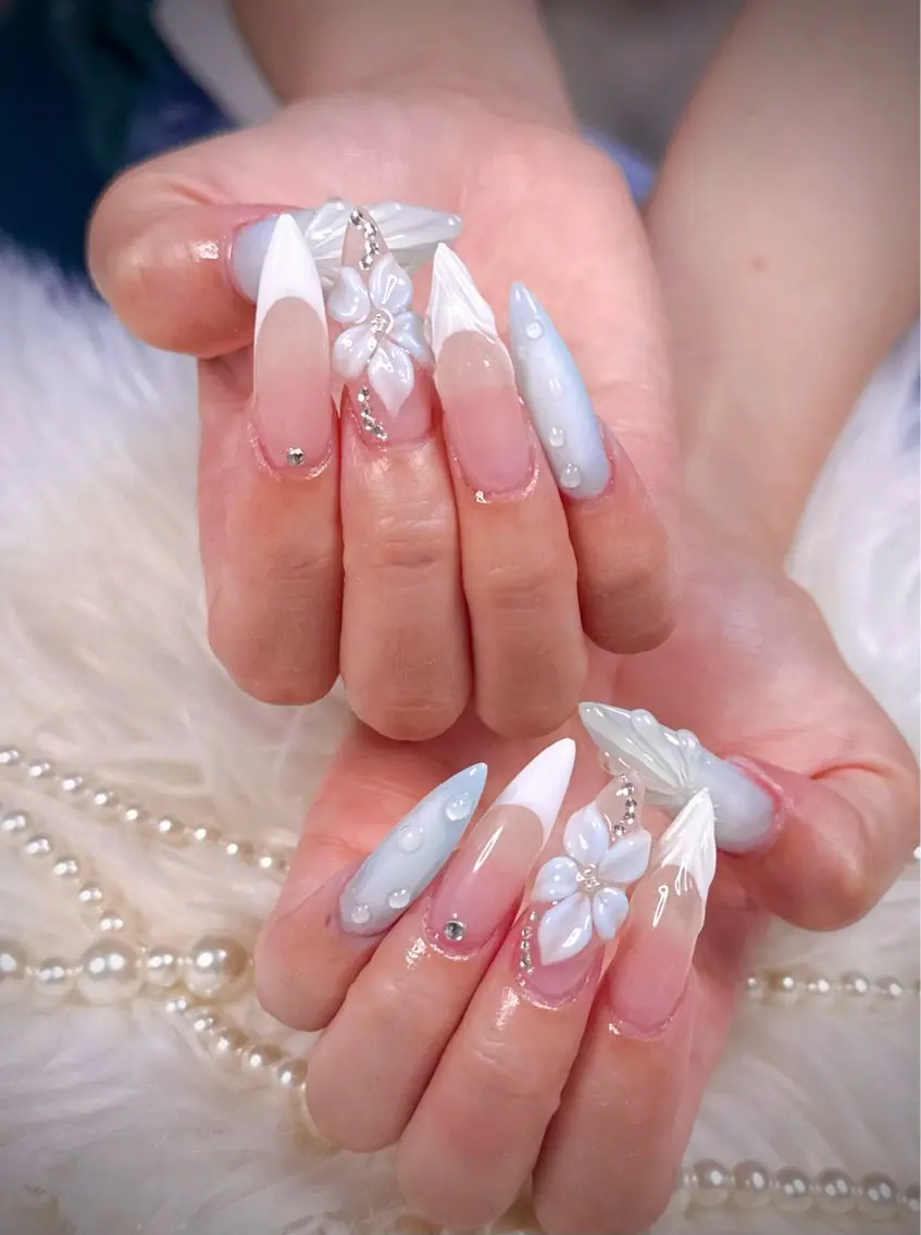 ネイル アートネイル オーロラネイル チークネイル 長さ出し フットネイル ハンドネイル Happy Nailのネイルデザイン