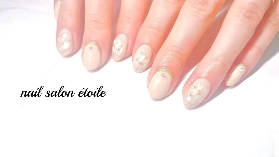 ネイル ジェルネイル ラメ(グリッター) オフィスネイル ストーンネイル ハンドネイル nail salon étoileのネイルデザイン