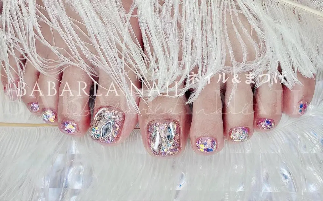 ネイル ラメ(グリッター) ピンク Babarla nailのネイルデザイン