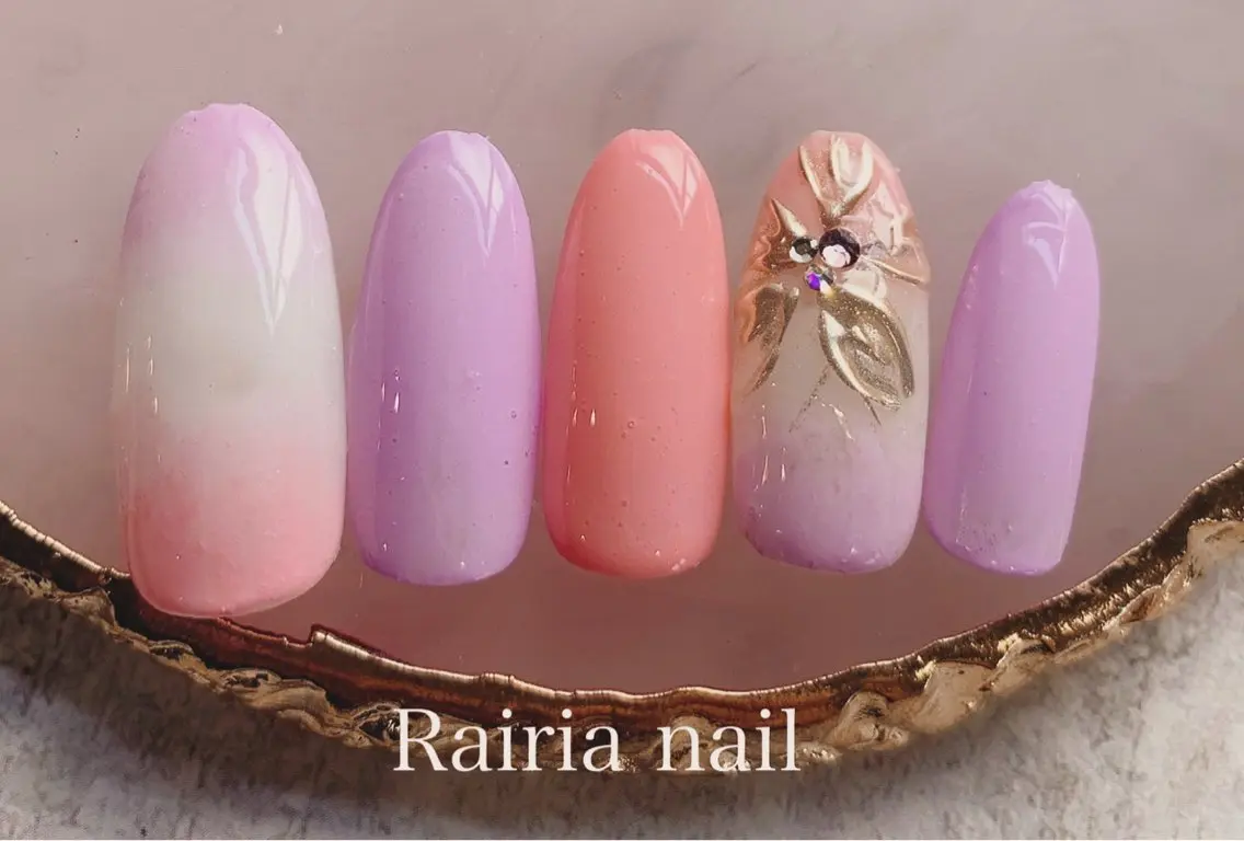 ネイル アートネイル ジェルネイル 持ち込み ニュアンスネイル パラジェル Rairia nail本八幡店のネイルデザイン
