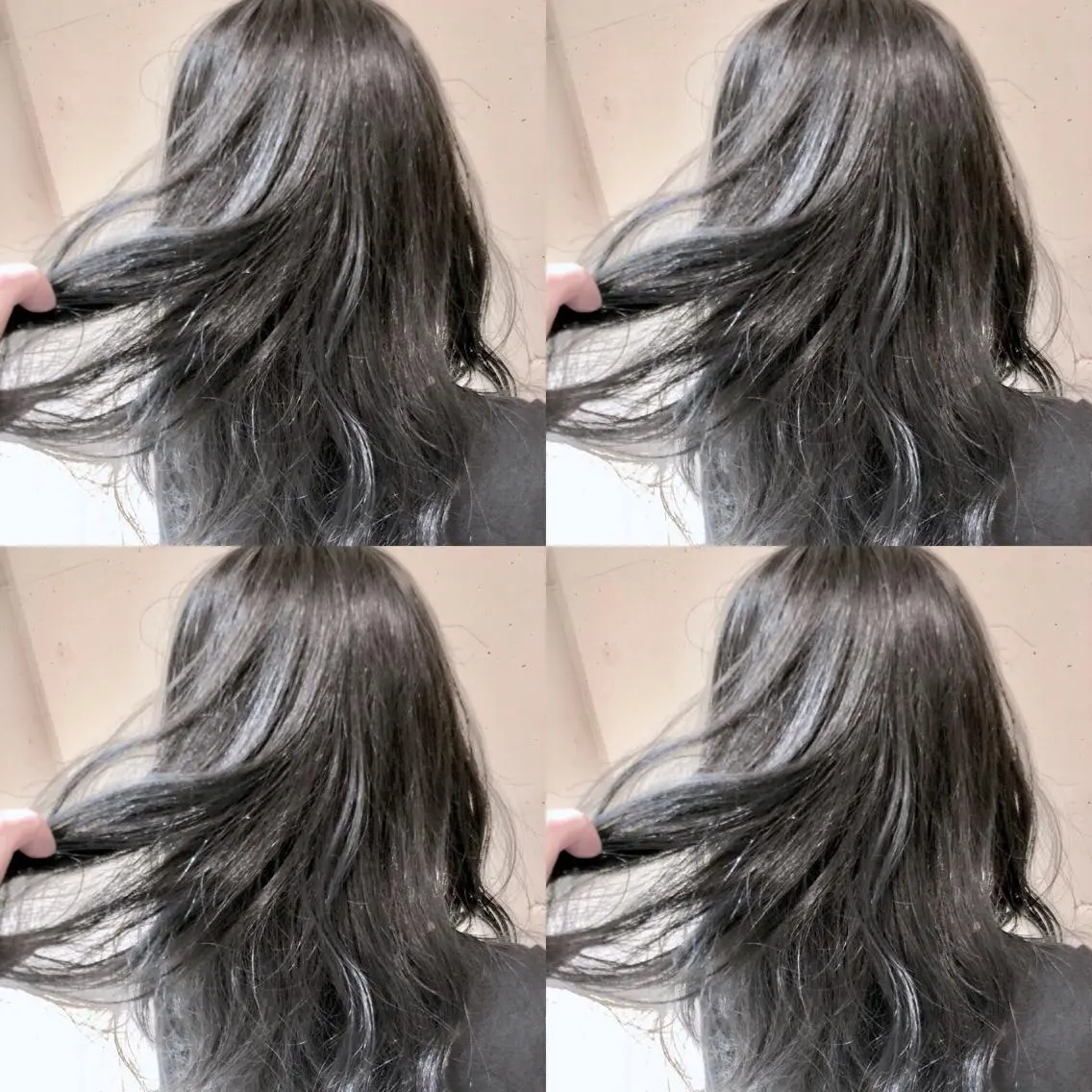 ミディアム カラー パーマ ヘアアレンジ ミディアムパーマ バレイヤージュ 黒髪 ブルーカラー ブルーブラック 【ツヤ髪美容師】 ツダケイスケのヘアスタイル