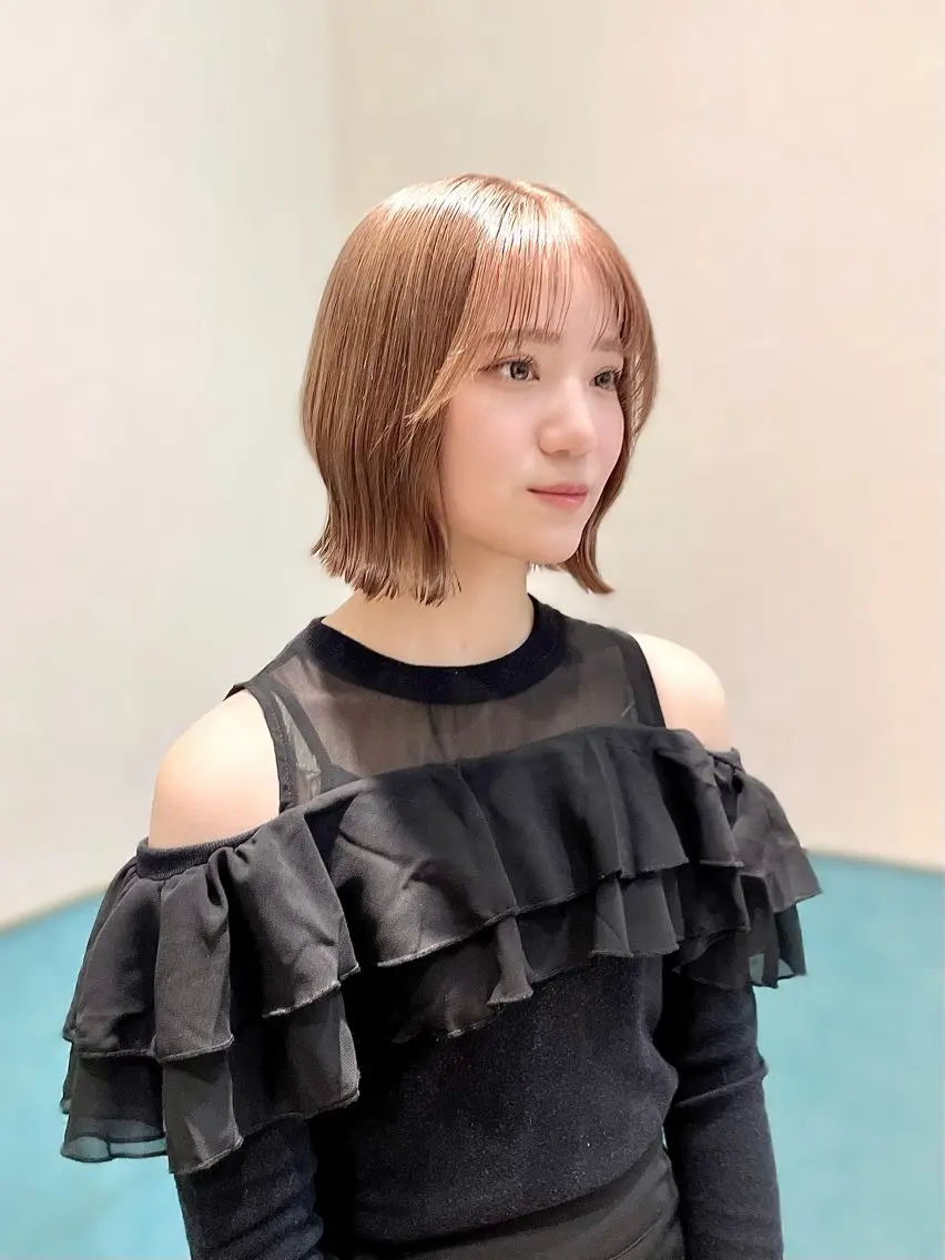 ミディアム カラー カット パーマ トリートメント 🍎大人可愛い小顔 ボブ🍏shioのヘアスタイル