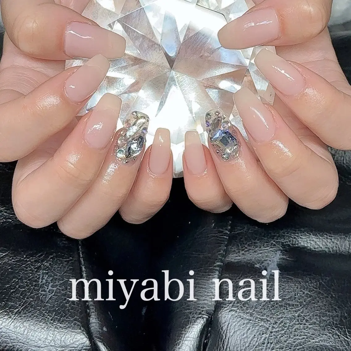 ネイル ジェルネイル キラキラネイル 持ち込み ピンク ストーンネイル ハンドネイル miyabi nail 桂川駅近くのネイルデザイン