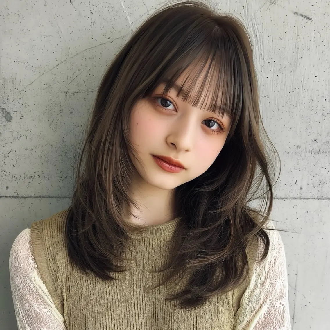 セミロング ショートボブ ボブ ハイライト 髪質改善 レイヤーカット カット ヘアカラー トリートメント 松谷 圭のヘアスタイル