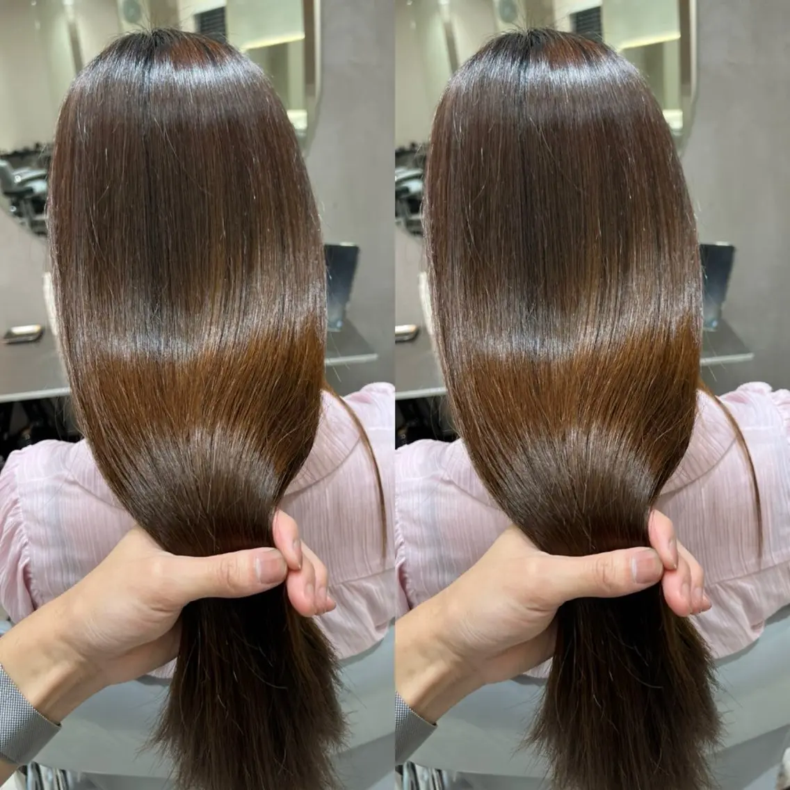 ミディアム 髪質改善 縮毛矯正 トリートメント 酸性ストレート ヘアカラー トリートメント 髪質改善 okaのヘアスタイル