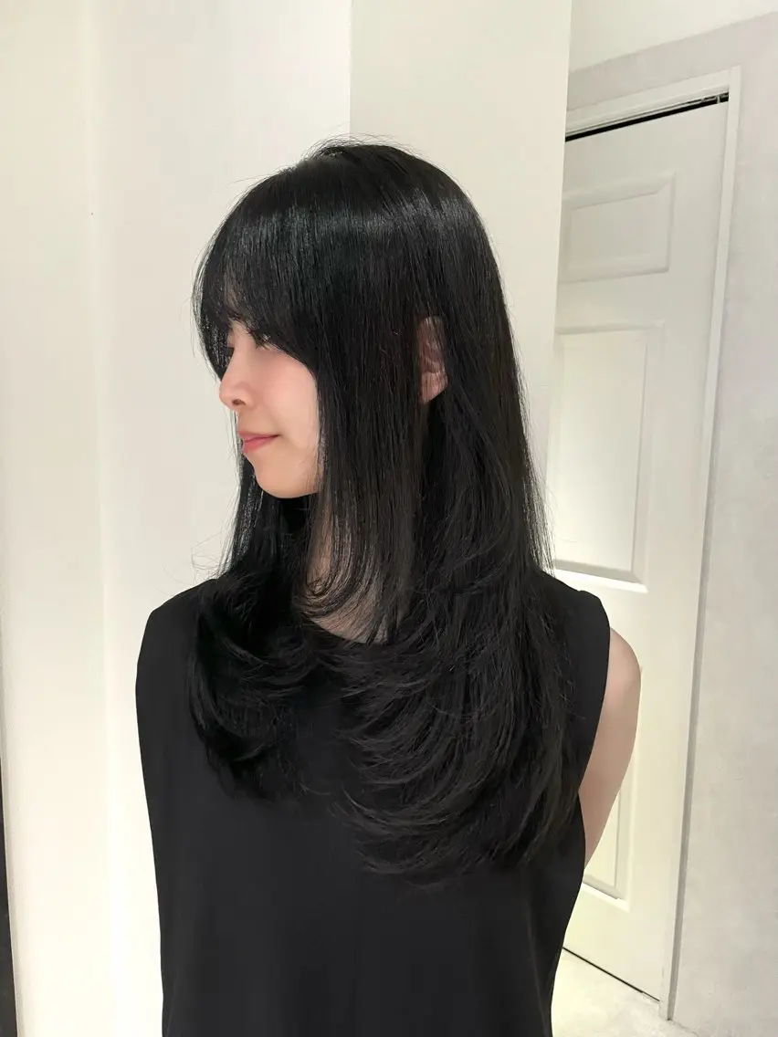 ロング カラー 韓国風ヘア レイヤーカット ヘアカラー トリートメント ヘッドスパ ヘアセット レイヤーカット 韓国ヘアayameのヘアスタイル