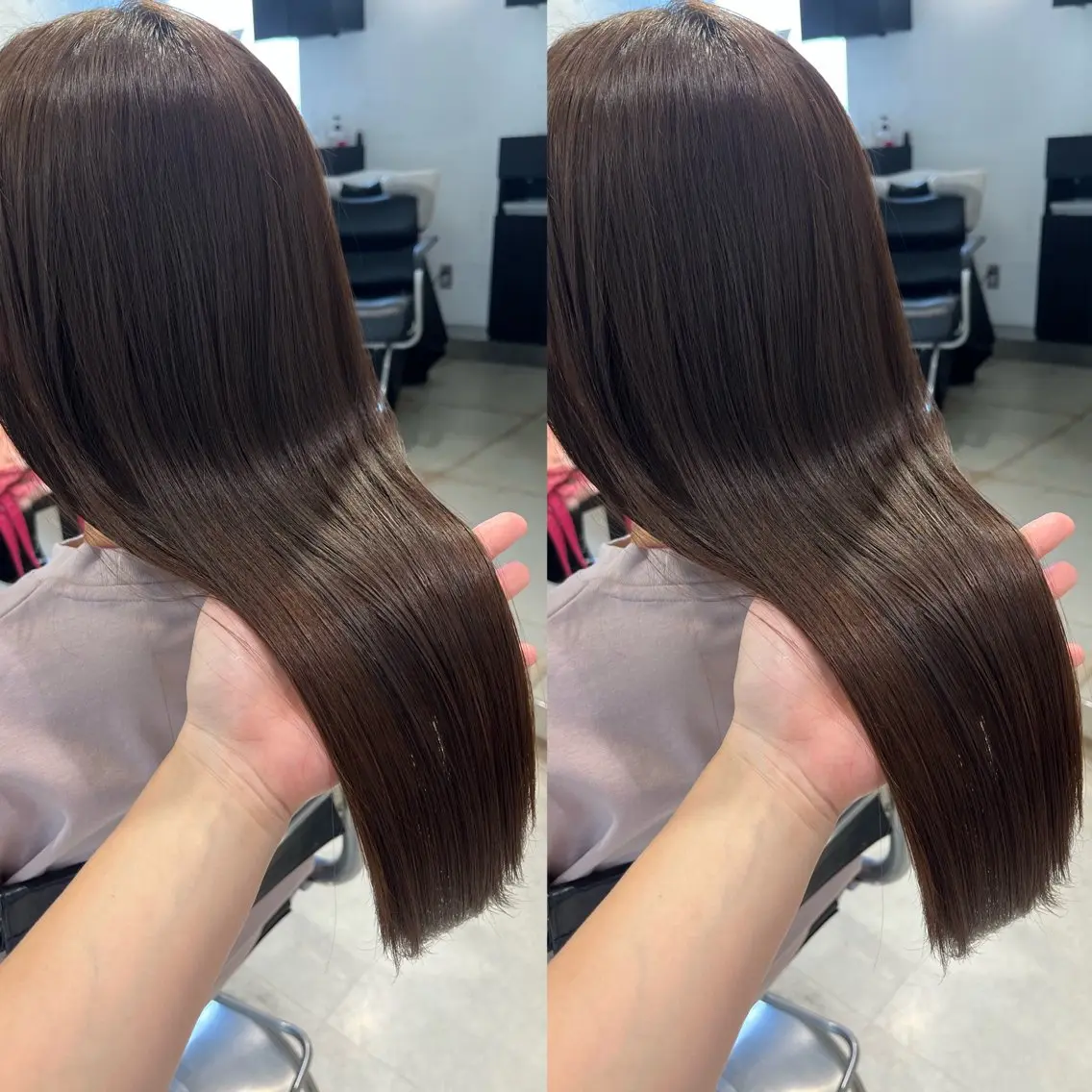 ロング カラー パーマ ヘアアレンジ ヘアカラー トリートメント ヘッドスパ ヘアセット 透明感/オリーブ/ グレージュ/YUKAのヘアスタイル