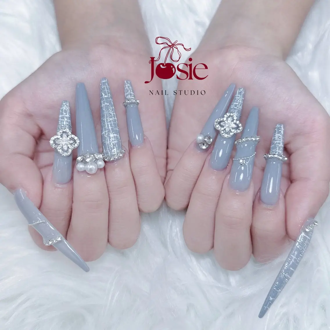 ネイル ブラウン 長さ出し キラキラネイル 韓国ネイル ロングネイル ハンドネイル JOSIE nail studioのネイルデザイン