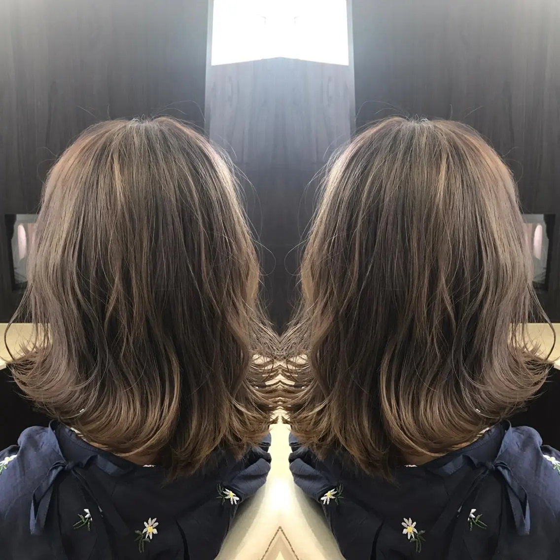 ミディアム カラー ブリーチ ダブルカラー グレージュ カット ヘアカラー Oopsレイヤー 加藤澄都のヘアスタイル