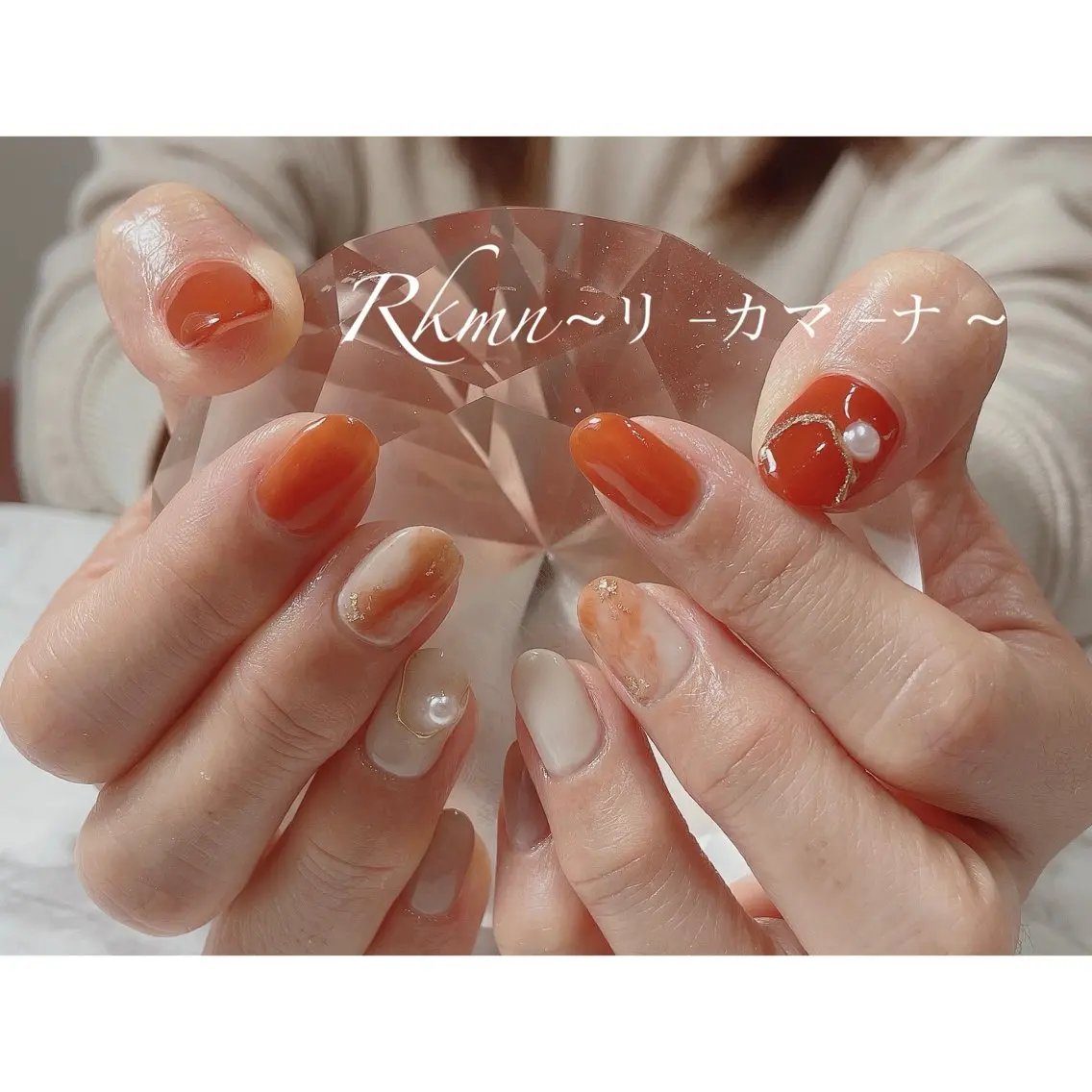 ネイル アートネイル ミラーネイル ニュアンスネイル 春ネイル ハンドネイル フットネイル ハンドケア Rkmn ~リ-カマ-ナ~のネイルデザイン